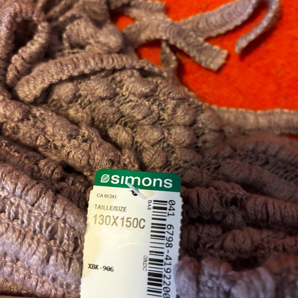 Soft lilac textured knit throw blanket with fringe NWT - Picture 7 of 10